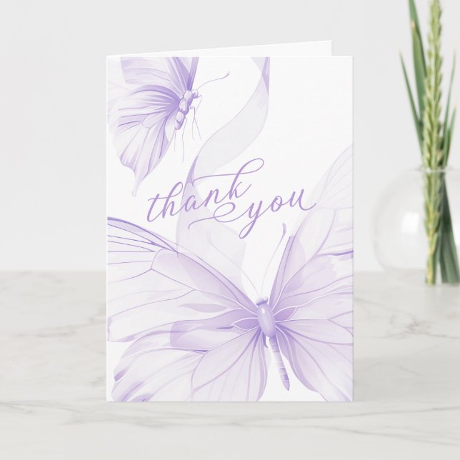 Carte De Remerciements Bébé Papillon Violet Shower Pliable (Devant)