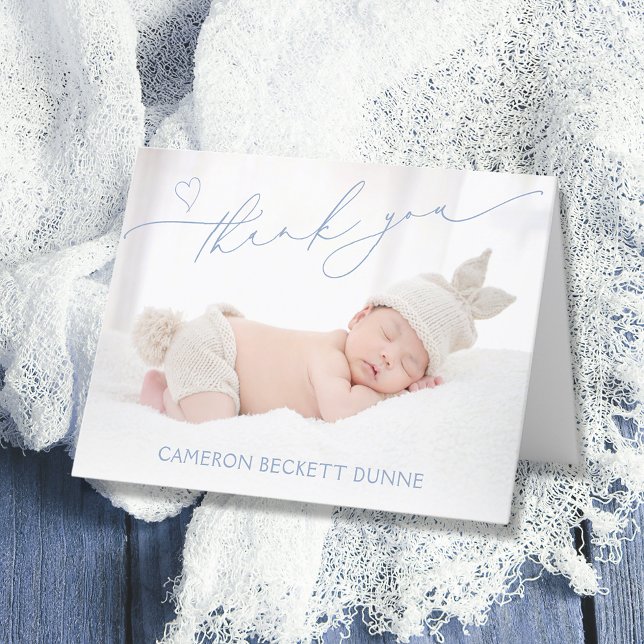 Carte De Remerciements Bébé photo simple (Photo baby folded thank you cards)