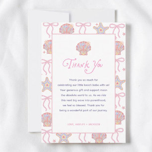 Carte De Remerciements Bébé plage été coquillages Baby Shower 