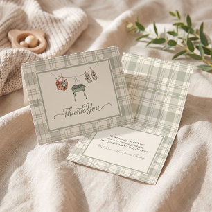 Carte De Remerciements Bébé Q Appréciation Carreaux Grill Linge Chaussure