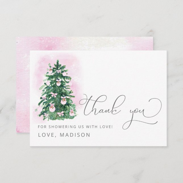 Carte De Remerciements Bébé rose il fait froid dehors baby shower (Devant / Derrière)