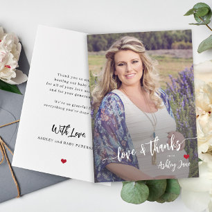 Carte De Remerciements Bébé shower photo amour moderne et script de remer