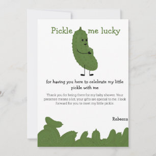 Carte De Remerciements Bébé shower "Pickle me lucky"