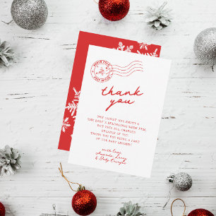 Carte De Remerciements Bébé Shower Pôle Nord Santa Noël