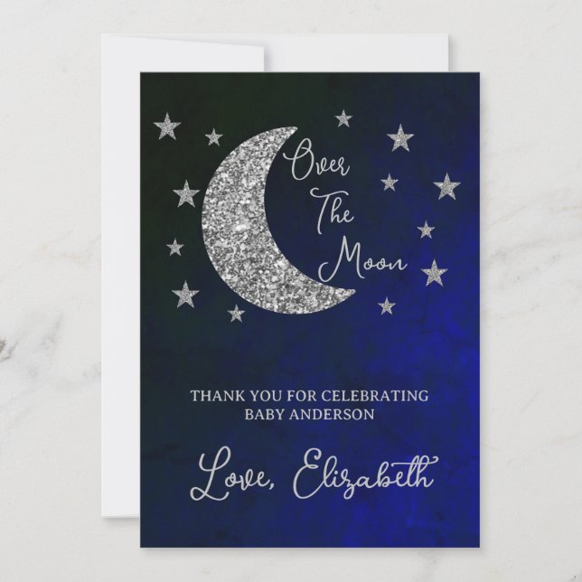 Carte De Remerciements Bébé Shower Sous La Lune (Devant)