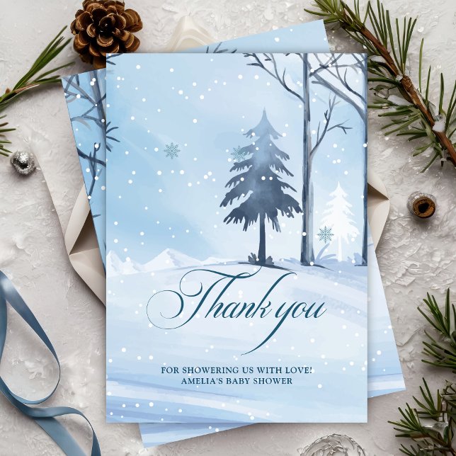 Carte De Remerciements Bébé son froid en dehors du baby shower de flocon  (Créateur téléchargé)