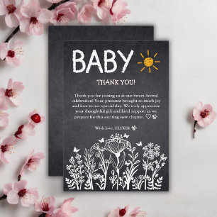 Carte De Remerciements Bébé Tableau Noir Dessin Printanier Baby Shower