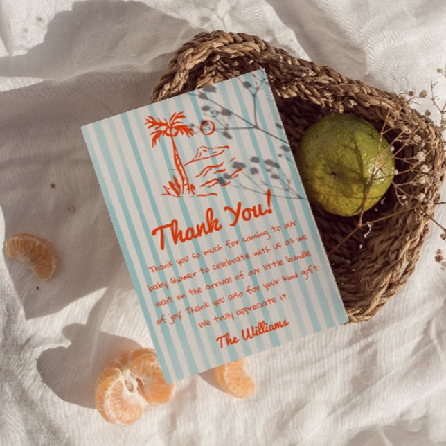 Carte De Remerciements Bébé Tiré Sur La Planche Baby shower Été Neutre (Créateur téléchargé)