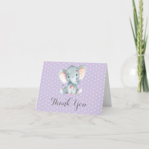 Carte De Remerciements Bébée mauve et grise
