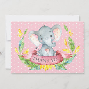 Carte De Remerciements Bébée mignonne rose et gris