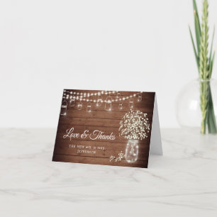 Carte De Remerciements Bébé's Breath Mason Jar Rustique aquarelle Floral