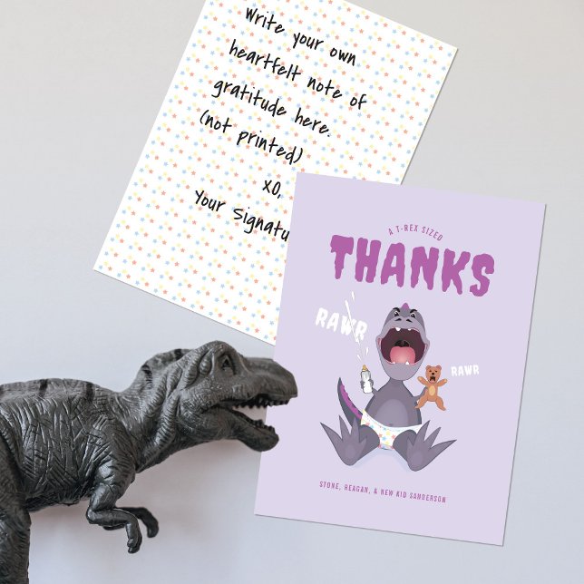Carte De Remerciements Bébésaurus T-rex Violet (Créateur téléchargé)
