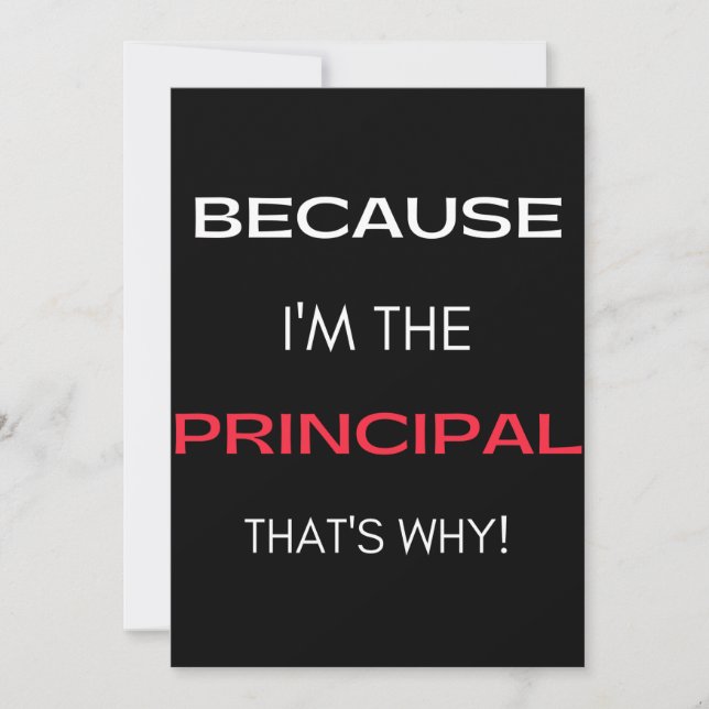 Carte De Remerciements Because I'm The Principal That's Why (Devant)