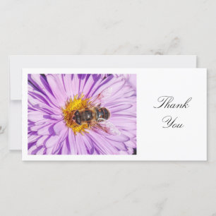Carte De Remerciements Bee de miel sur une marguerite de Michaelmas - Mer