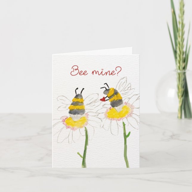 Carte De Remerciements Bee Mine? on Flowers Valentine's Day Card (Devant)