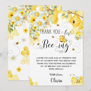 Carte De Remerciements Bees Bees Bee Jaune Ivory Floral Anniversaire
