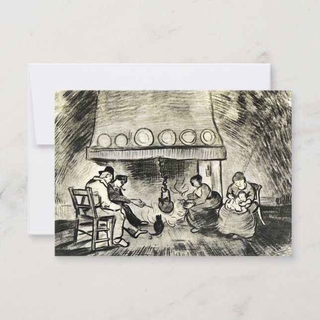 Carte De Remerciements Before the Fireplace (Devant)