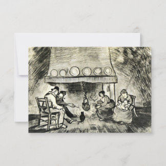 Carte De Remerciements Before the Fireplace