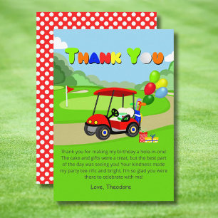 Carte De Remerciements Belle 1er anniversaire Red Golf Cart Boy's