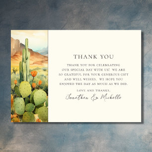 Carte De Remerciements Belle aquarelle Desert Cactus Mariage
