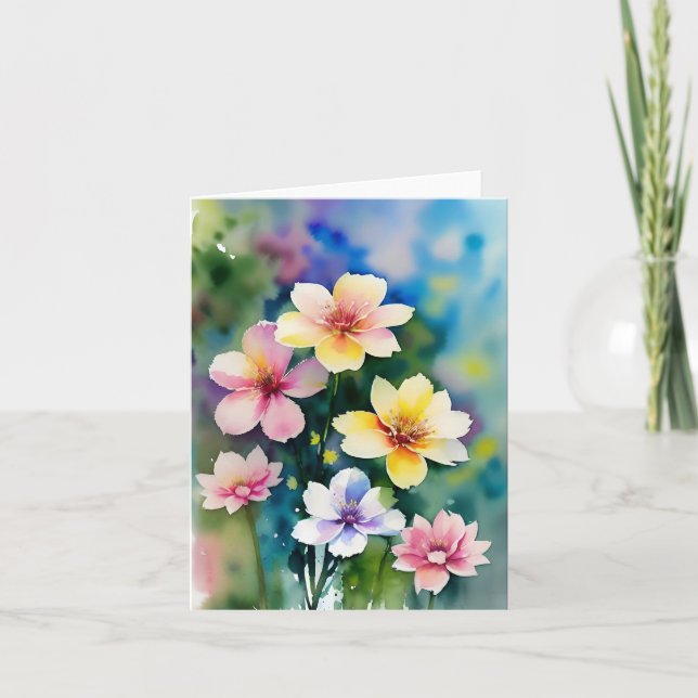 Carte De Remerciements Belle aquarelle florale Notes (Devant)