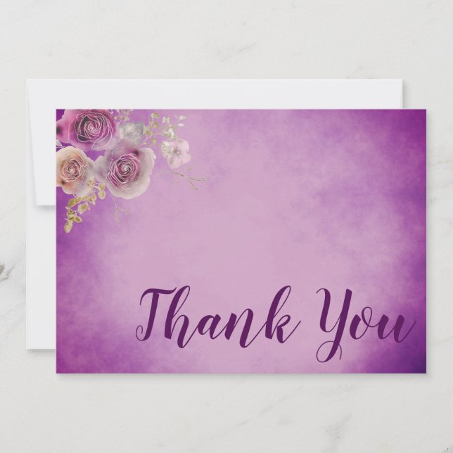 Carte De Remerciements Belle aquarelle florale violette (Devant)