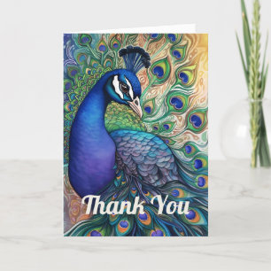 Carte De Remerciements Belle aquarelle Peacock