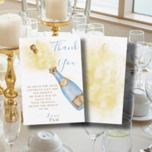 Carte De Remerciements Belle Champagne bleu Bubbly Brunch fête d'annivers