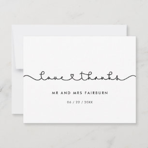Carte De Remerciements Belle connexion de la police de coeur mariage Amou