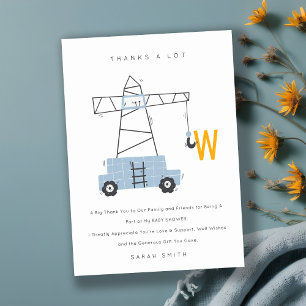 Carte De Remerciements Belle construction urbaine Baby shower de grue gar