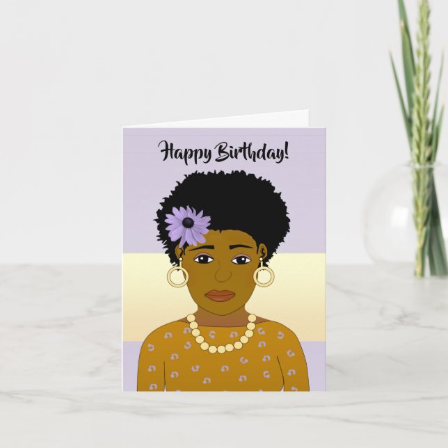 Carte De Remerciements Belle femme afro-américaine anniversaire (Devant)