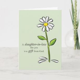 Carte De Remerciements Belle-fille de Merci, marguerite verte religieuse