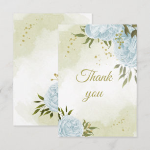 Carte De Remerciements belle fleurs bleues verdure botanique