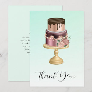 Carte De Remerciements Belle Glam Party Fête de gâteau