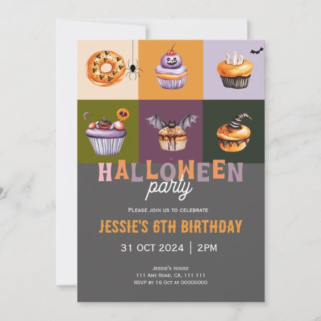 Carte De Remerciements Belle Halloween Trick ou traitement Anniversaire I (Devant)