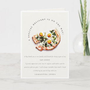 Carte De Remerciements Belle livraison spéciale Pizza Baby shower Party
