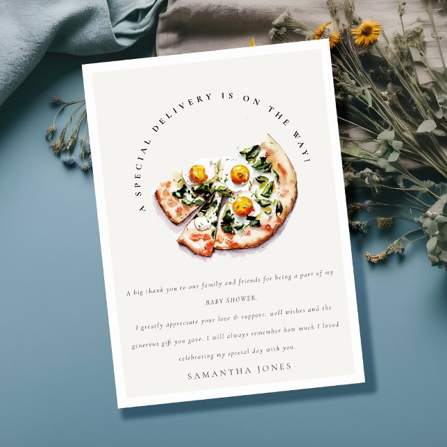 Carte De Remerciements Belle livraison spéciale Pizza Baby shower Party (Créateur téléchargé)