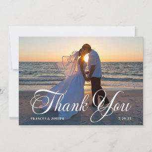 Carte De Remerciements Belle photo de mariage en écriture Forma