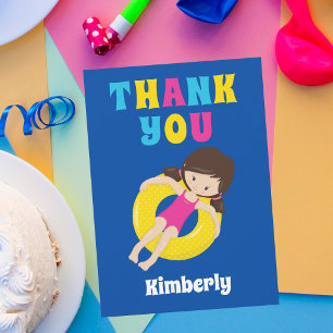 Carte De Remerciements Belle Piscine Anniversaire Fille Enfants Personnal