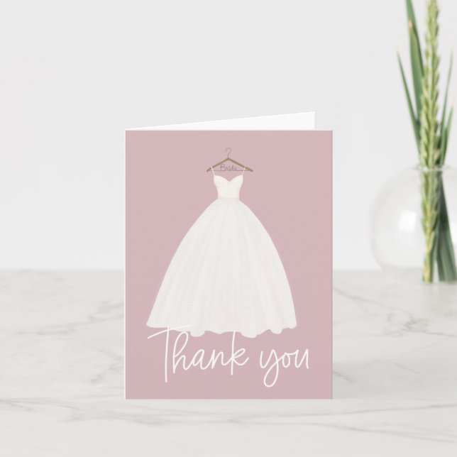Carte De Remerciements Belle robe Douche nuptiale couleur personnalisable (Devant)