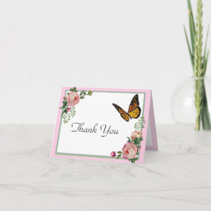 Carte De Remerciements Belle rose botanique rose vintage