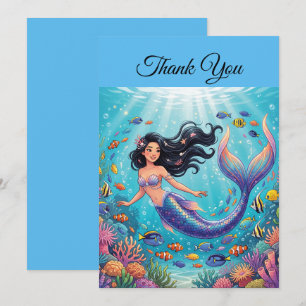 Carte De Remerciements Belle Sirène sous la Mer Personnaliser