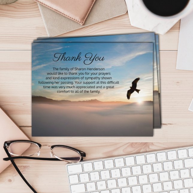 Carte De Remerciements Belle Sunset Photo Funeral Thank You Note Card (Créateur téléchargé)