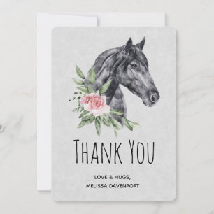 Carte De Remerciements Belle tête de cheval Portrait en Aquarelle