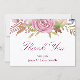 Carte De Remerciements Belles Fleurs Roses Avec Feuilles