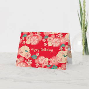 Carte De Remerciements Belles Ornements Floraux Fleurs de Jardin Rose