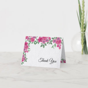 Carte De Remerciements Belles roses roses roses sur Mariage parchemin bla