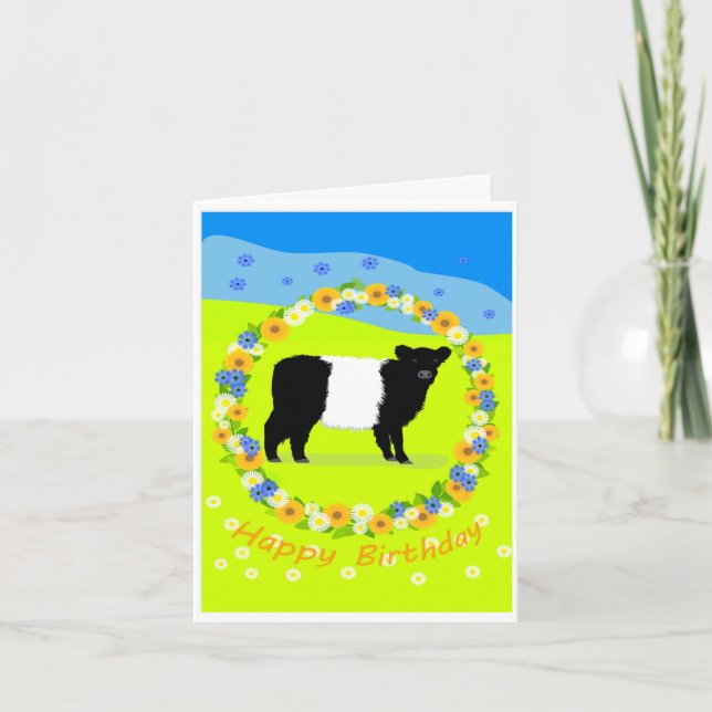 Carte De Remerciements Belted Galloway calf birthday card (Devant)