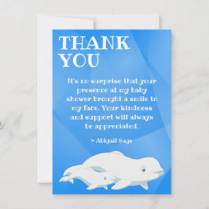 Carte De Remerciements Béluga Bleu, Baby shower de l'océan Arctique blanc