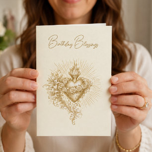 Carte De Remerciements Bénédictions d'anniversaire du Cœur Immaculé catho